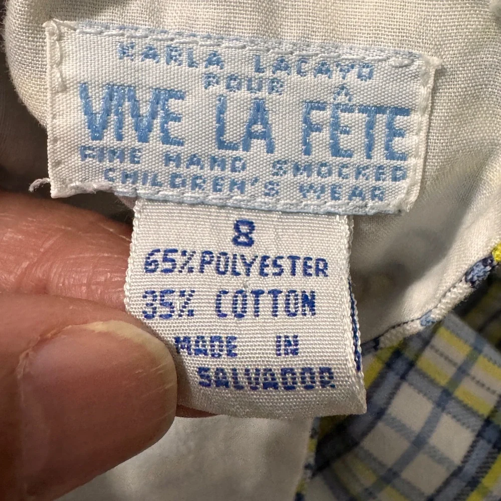 Karla Lacaya Vive La Fête Children's Plaid Dress size 8